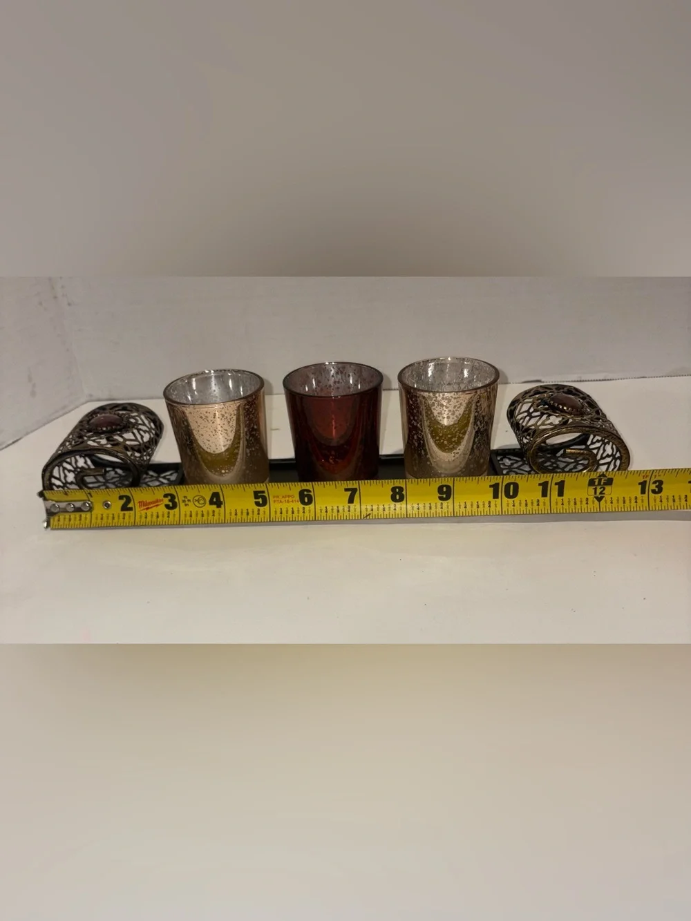 Decorative Metallic Votive Candle Holders - Brown and Champagne Set